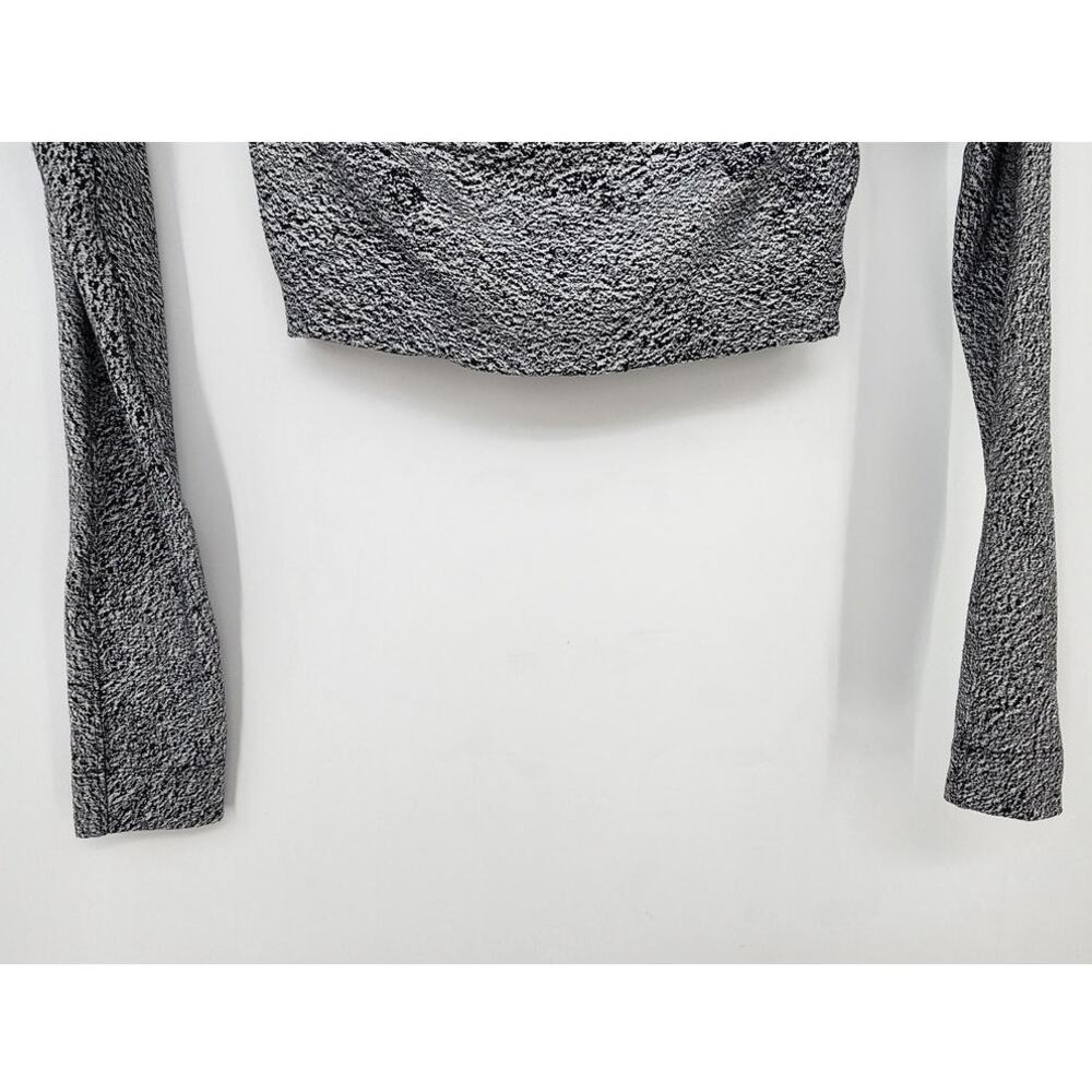 Lululemon The Lab Scoop Neck Long Sleeve Crop Top Black White Est Large - Picture 4 of 5